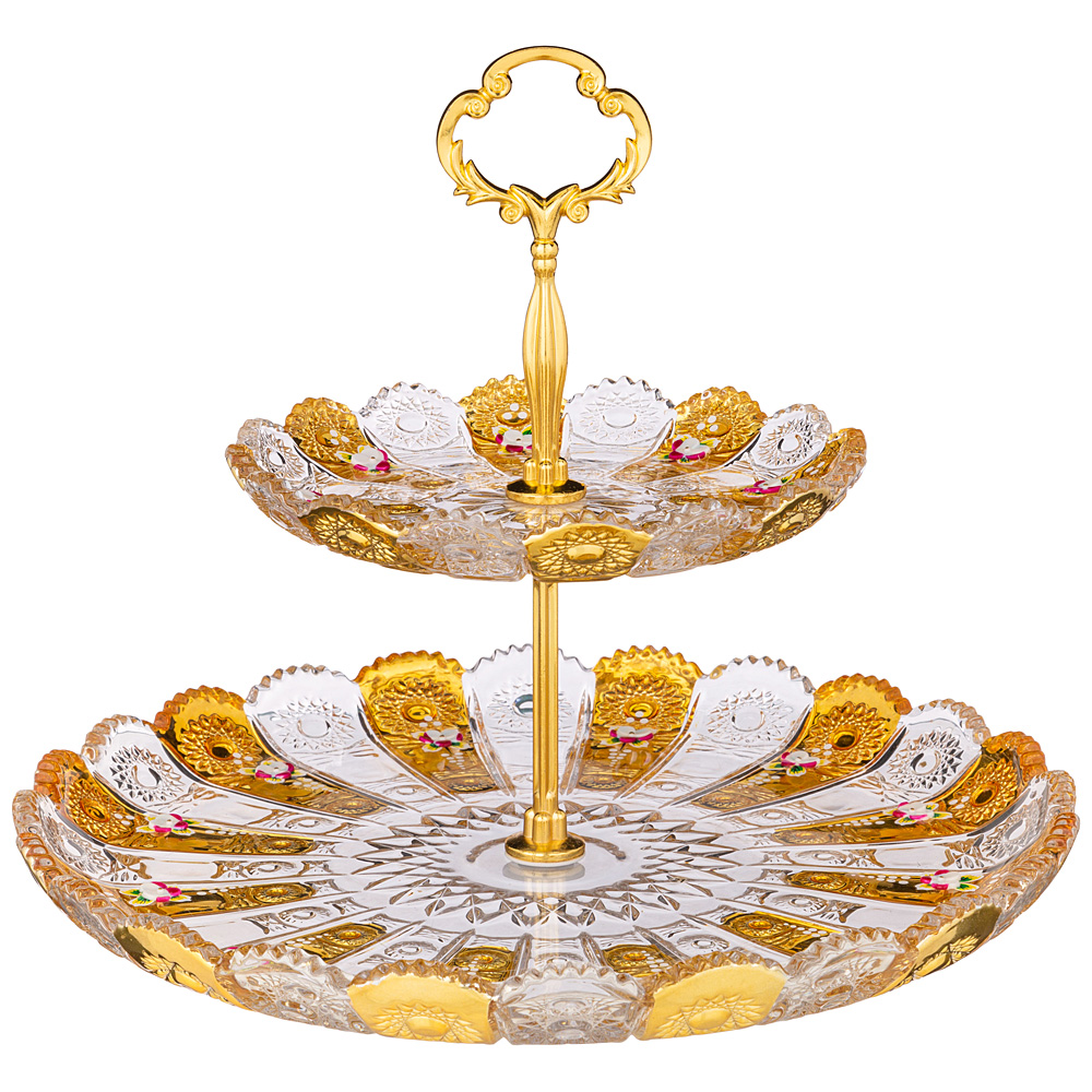 Фруктовница 2- х ярусная Gold Glass 28,5 см Lefard (153945)
